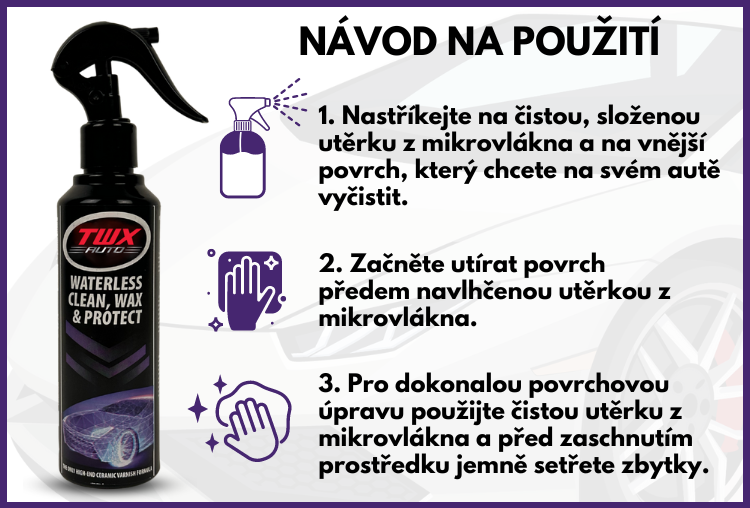 TWX® Auto Sprej 3 v 1 k čištění, leštění a dezinfekci TWX® Auto Sprej 3 v 1 k čištění, leštění a dezinfekci